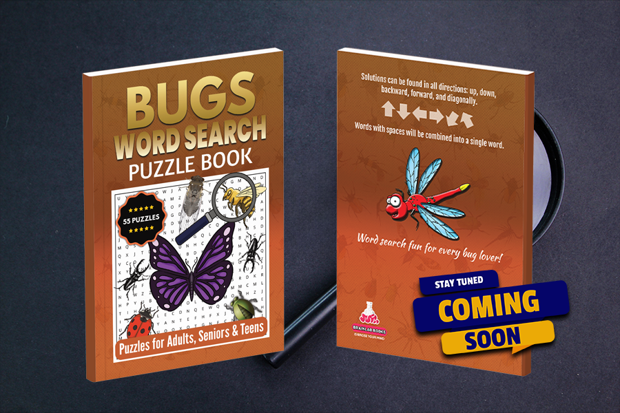 Bugs Word Search Puzzle Books for Adults, Seniors, and Teens.